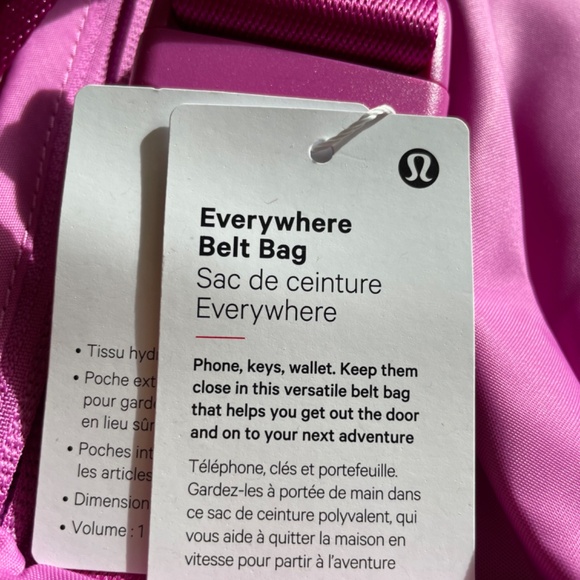 NWT Lululemon Everywhere Belt Bag 1L Pink Pow - Picture 8 of 9